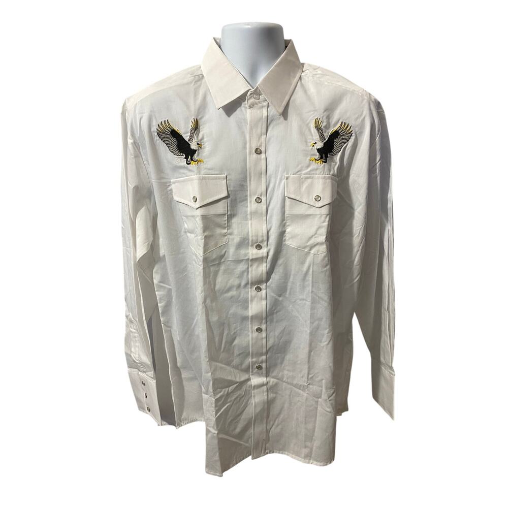 VINTAGE BLAIR WESTERN SHIRT — Embroidered Eagles Pearl Snap Men's XL